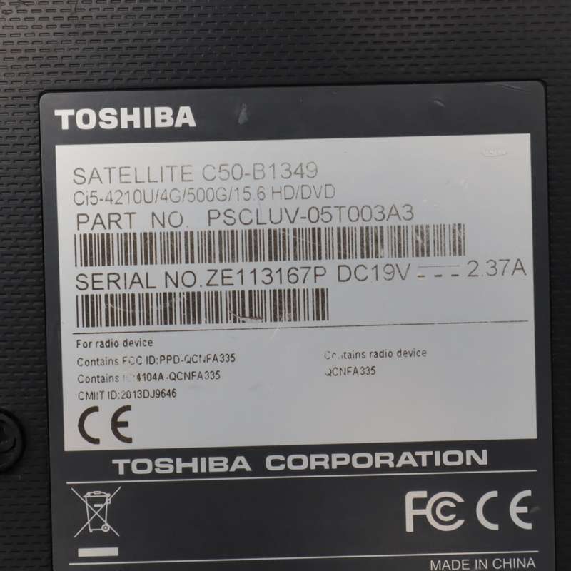 Toshiba SATELLITE C50-B1349 Laptop Core i5 - 4GB RAM 1.706GHz