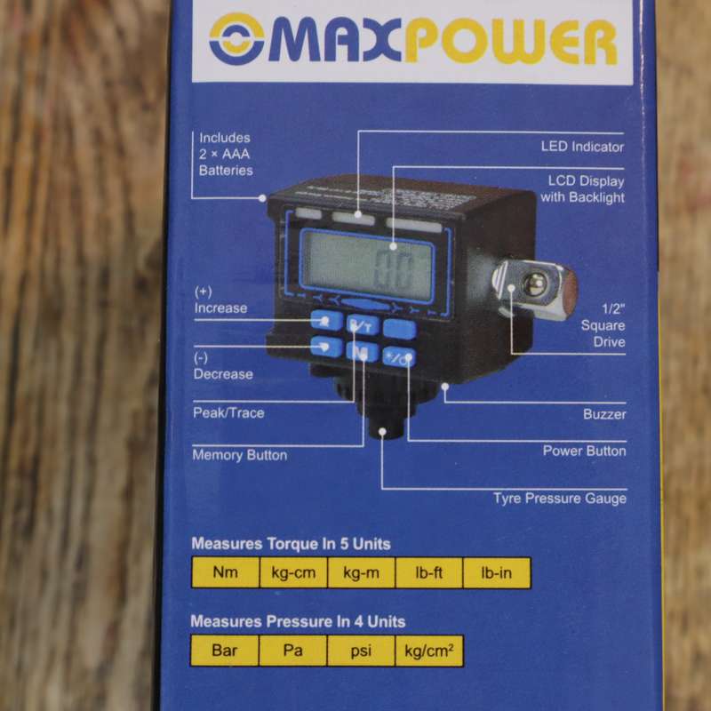 Digital Torque Adaptor with Tyre Pressure Gauge (40-200Nm)