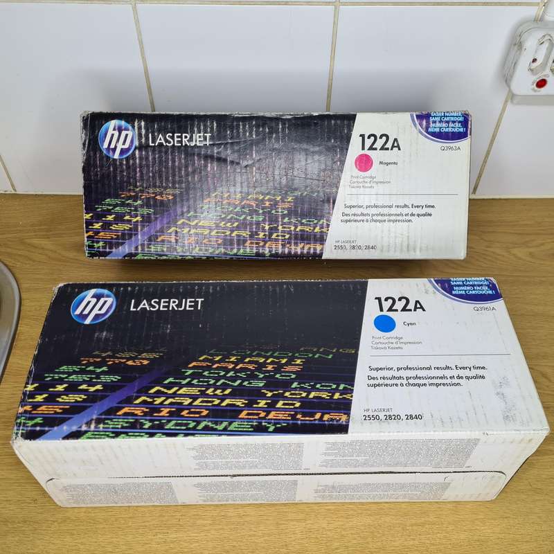 Original HP 122A Laserjet Toners - Cyan Q3961A and Magenta Q3963A