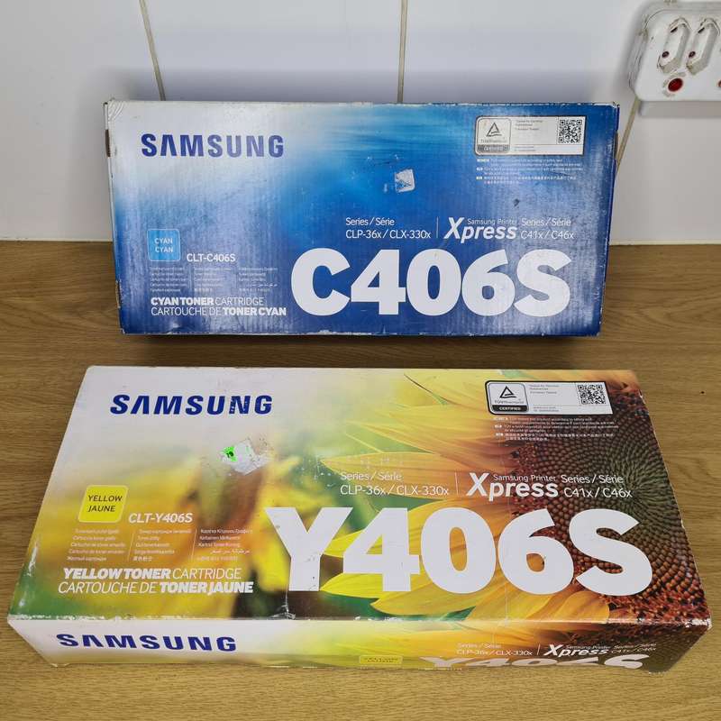 Original Samsung CLT-Y406S and CLT-C406S Toners - Cyan and Yellow