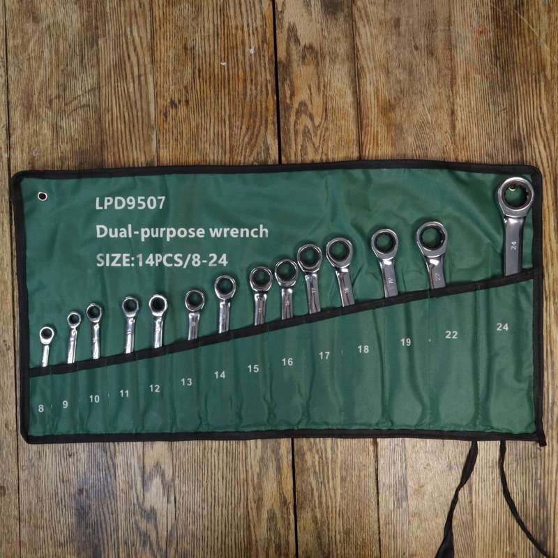 14 Piece Multi Purpose Combination Wrench Ratchet Spanner Set Metric 8-24MM LPD9507