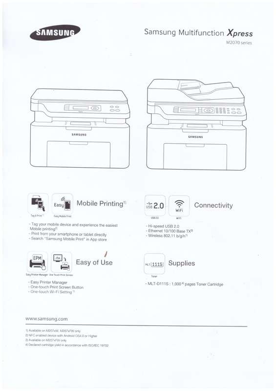 Samsung Xpress M2070FW All-In-One Mono Laser Printer