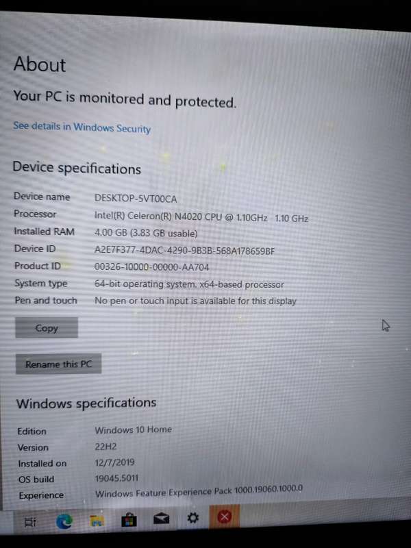 Proline V1165C4 Celeron N4020 4GB 160GB HDD 11 Inch Notebook