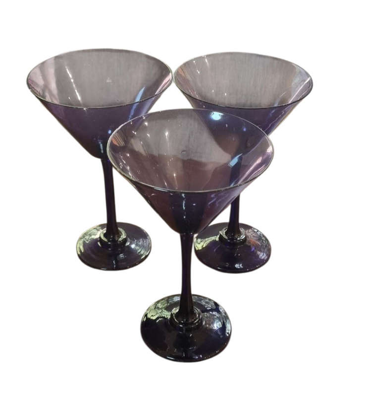 Purple Martini Glasses x 3