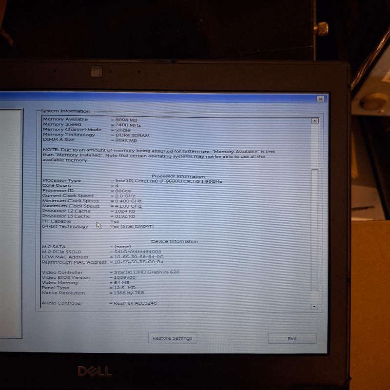 Dell Latitude 7290 Core i7 8th Gen & Dell Original Charger - Pre-owned