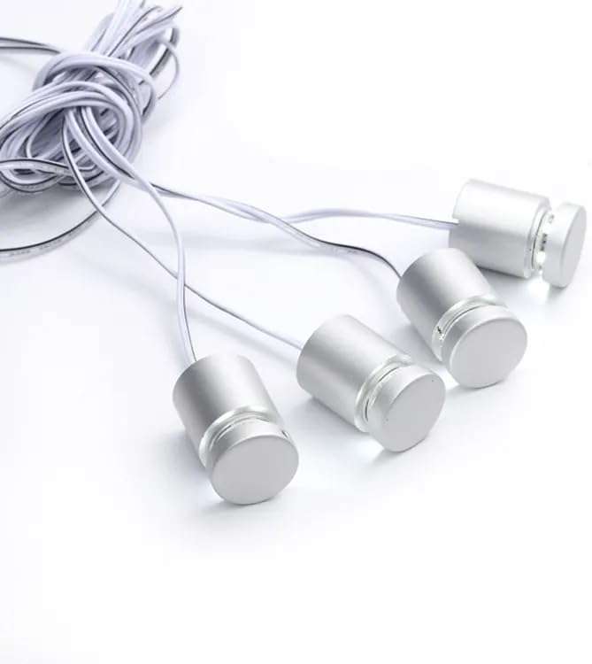 LED Standoff Fixings, 4-Pack, Satin Aluminium Finish, Red-White-Blue-Green, Wall Fixings Bolts