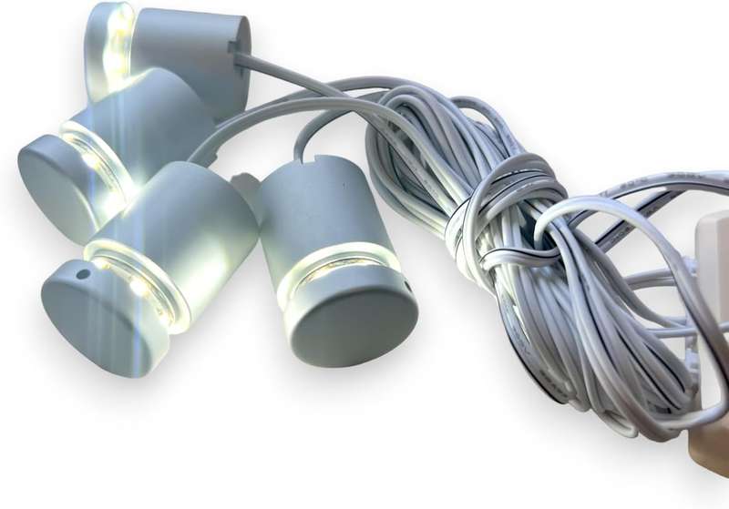 LED Standoff Fixings, 4-Pack, Satin Aluminium Finish, Red-White-Blue-Green, Wall Fixings Bolts