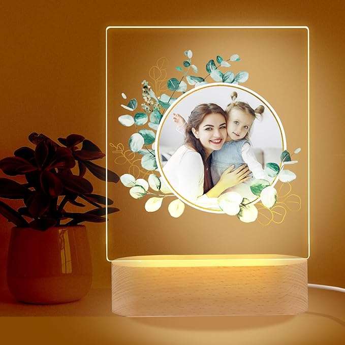 Acrylic LED Night light 3d wood Base Single Color Lamp for Home Decoration