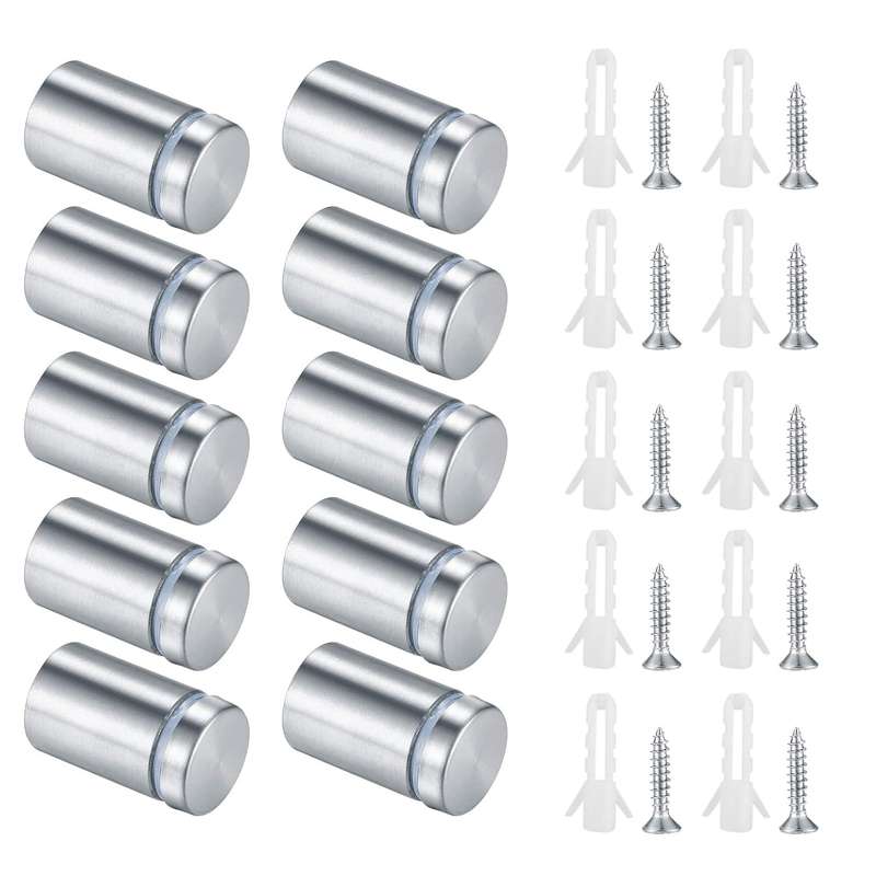 LED Standoff Fixings, 4-Pack, Satin Aluminium Finish, Red-White-Blue-Green, Wall Fixings Bolts