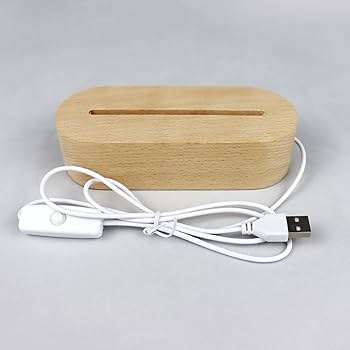 Acrylic LED Night light 3d wood Base Single Color Lamp for Home Decoration