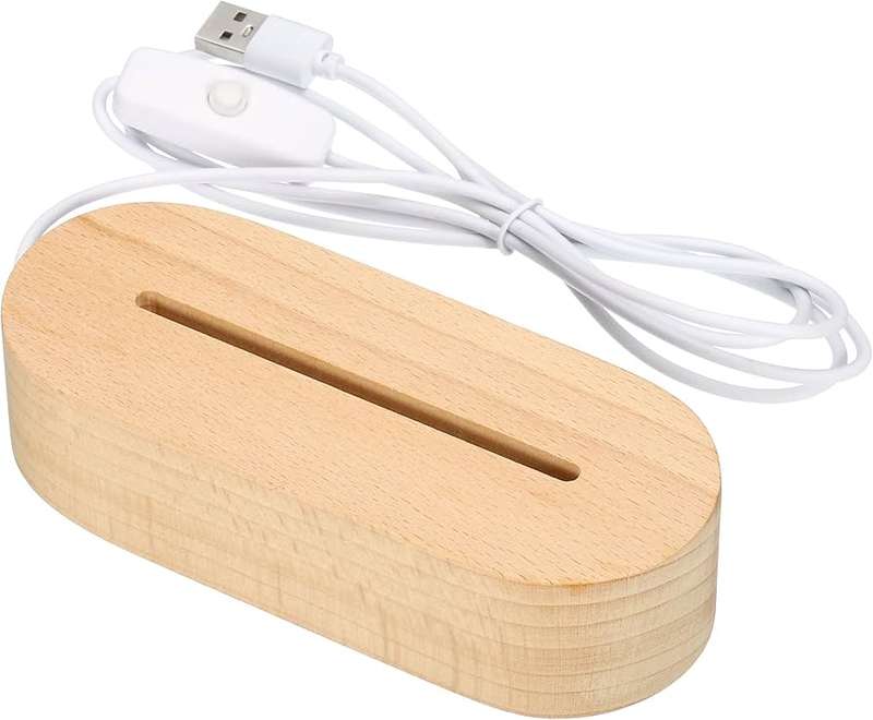Acrylic LED Night light 3d wood Base Single Color Lamp for Home Decoration