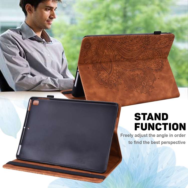 For Huawei MediaPad M5 lite 10.1 Embossed Peacock Pattern TPU+PU Horizontal Flip Leather Case