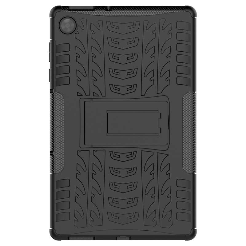 For Lenovo Tab M10 HD Gen 2 (TB-X306F) Tire Texture TPU+PC Shockproof Case with Holder(Black)