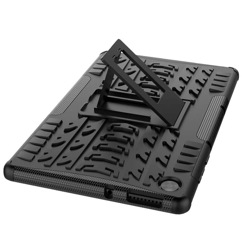 For Lenovo Tab M10 HD Gen 2 (TB-X306F) Tire Texture TPU+PC Shockproof Case with Holder(Black)