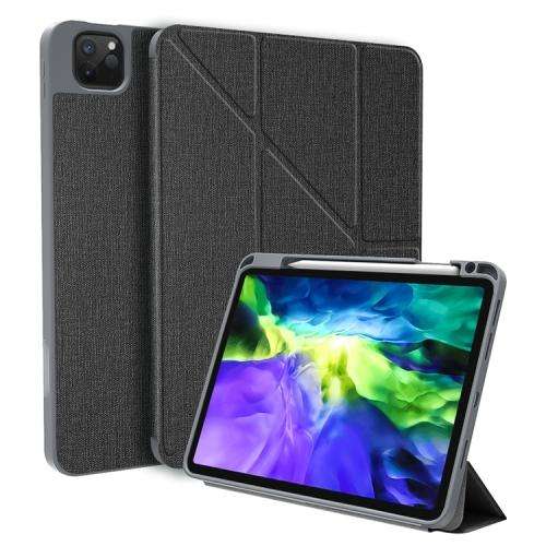 For iPad Pro 12.9 2022/2021/2020 Mutural Multi-fold Smart Leather Tablet Case (Black)