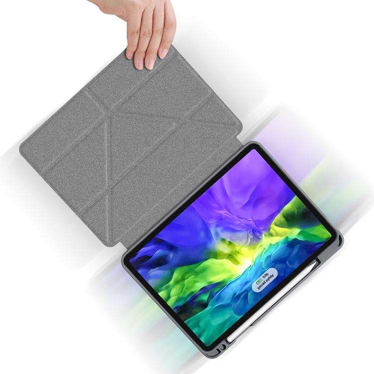 For iPad Pro 12.9 2022/2021/2020 Mutural Multi-fold Smart Leather Tablet Case (Black)