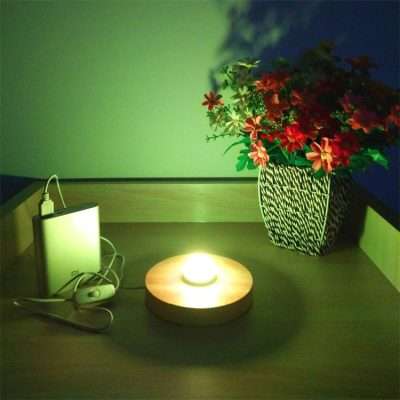 RGB Wood LED Base 7 RGB Lights USB Powered IR Remote TDL-WP Decoration