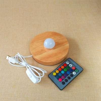 RGB Wood LED Base 7 RGB Lights USB Powered IR Remote TDL-WP Decoration