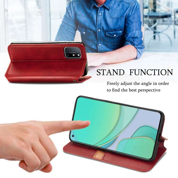 For OnePlus 8T Cubic Mesh Pressed Horizontal Flip Magnetic PU Leather Case with Holder, Card Slots