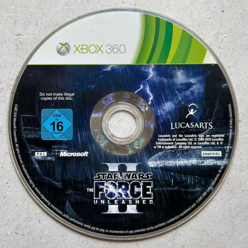Star Wars II (2) The Force Unleashed (XBOX 360) - Disk Only