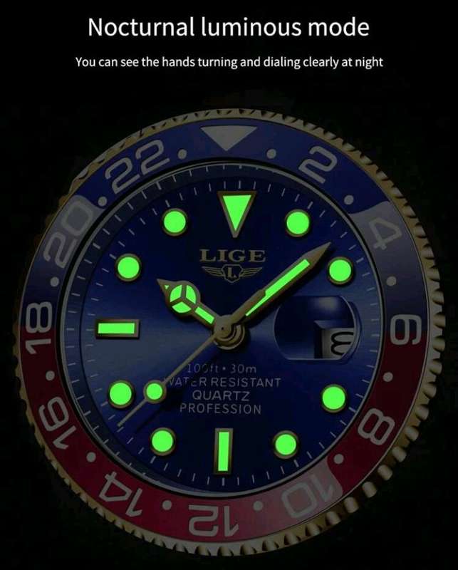 LIGE Mens Wristwatch Luxury Quartz Analogue Waterproof Sports Silver Watch
