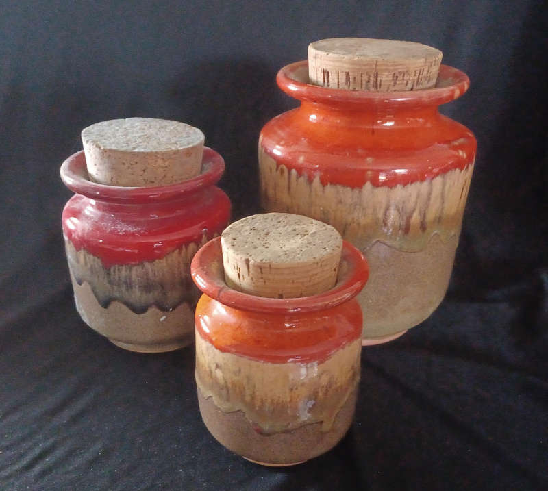 Set of vintage fat lava ceramic storage jars