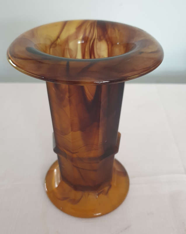 Vintage George Davidson 279D Art Deco Amber Clouded Glass Vase