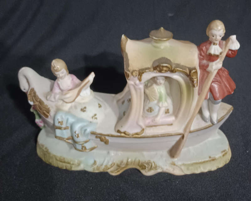 Vintage Paulux of Japan Bisque Victorian porcelain figurine