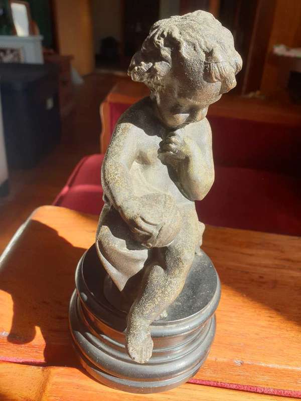 Antique Spelter figurine of a young boy in the style of Falconet