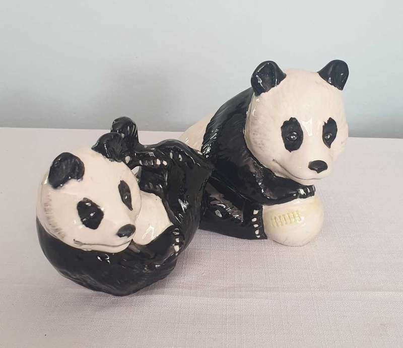 Two vintage ceramic Beswick Panda Figurines