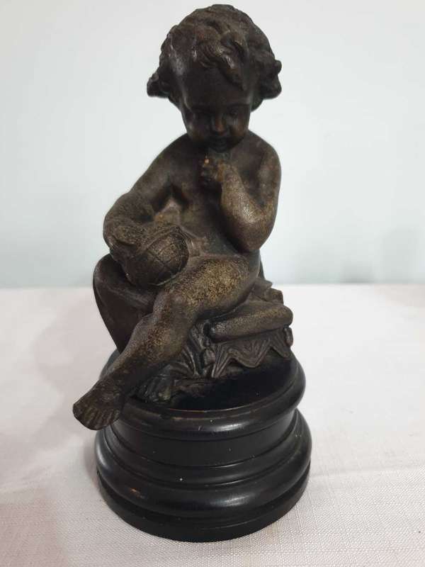 Antique Spelter figurine of a young boy in the style of Falconet