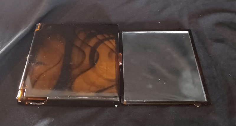 Vintage bakelite faux totoise shell compact 3 mirror set