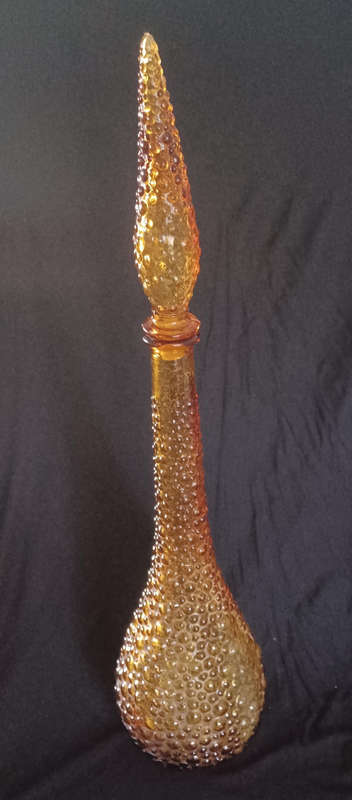 Vintage amber MCM VTG Empoli hobnail Italian Genie Bottle