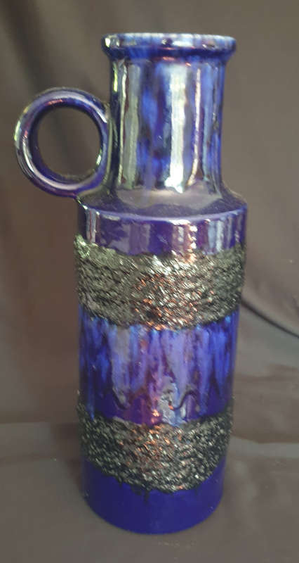 Vintage Sheurich black and blue earthenware vase