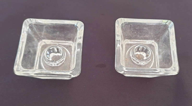 Vintage set of clear glass Danish candle holders
