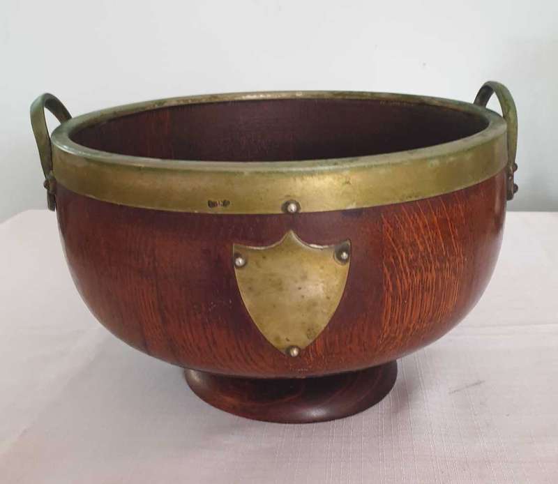 Antique English wooden oak footed bowl from the 1920's