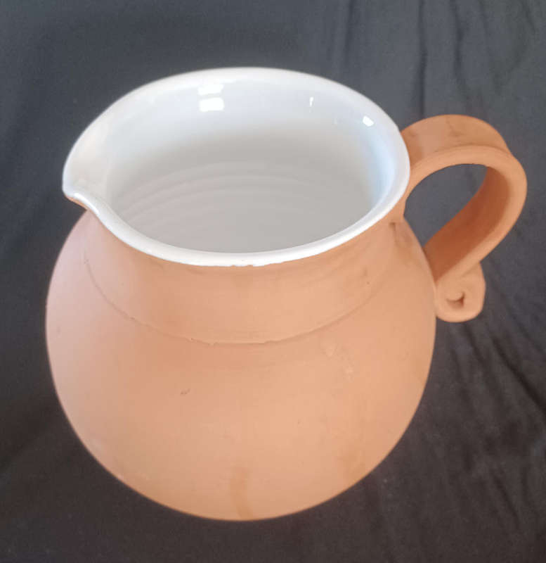 Vintage Terracotta white glazed pitcher made in Italy