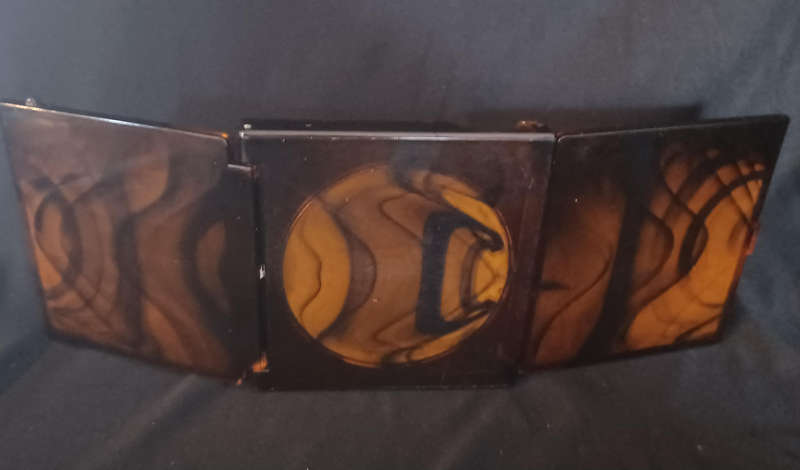 Vintage bakelite faux totoise shell compact 3 mirror set
