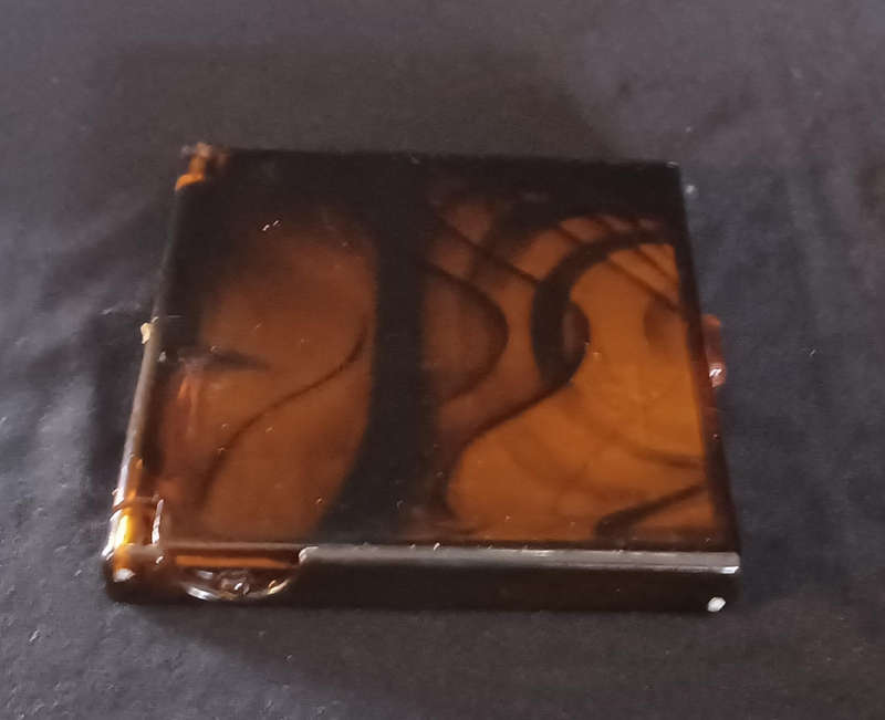 Vintage bakelite faux totoise shell compact 3 mirror set