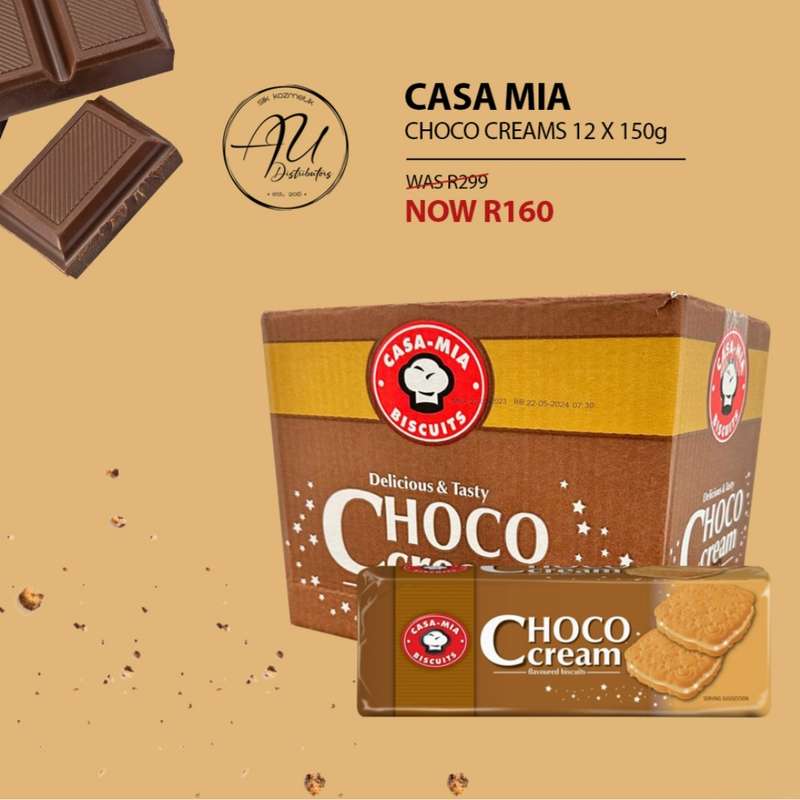Biscuits Casa-Mia Range Choc Chip, Ginger, Oats Crunch, Lemon Creams and other flavors. 1 x 12