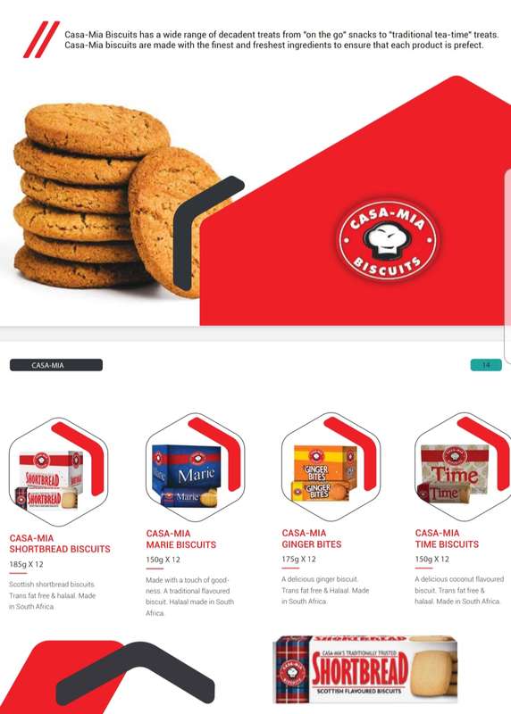 Biscuits Casa-Mia Range Choc Chip, Ginger, Oats Crunch, Lemon Creams and other flavors. 1 x 12
