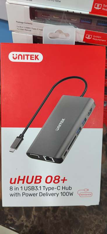 Unitek USB Ethernet Hub 08+ HDMI, 100W Power Delivery and Dual Card Reader