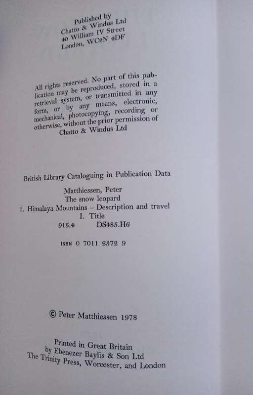 The Snow Leopard-Peter Matthiessen 1979 1st UK edition