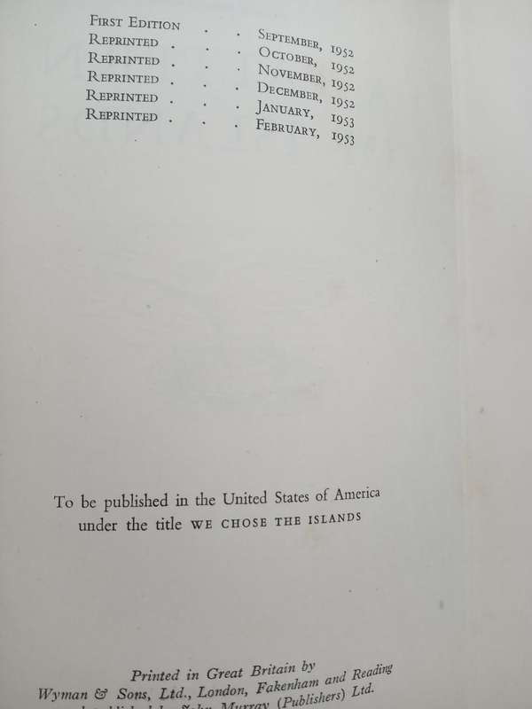 A Pattern of Islands-Arthur Grimble- 1953 1st edition 6th print