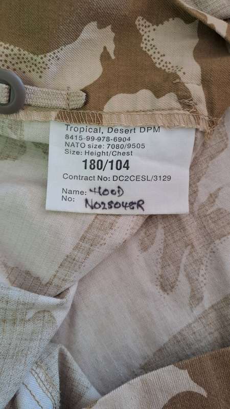British tropical desert DPM shirt and trousers