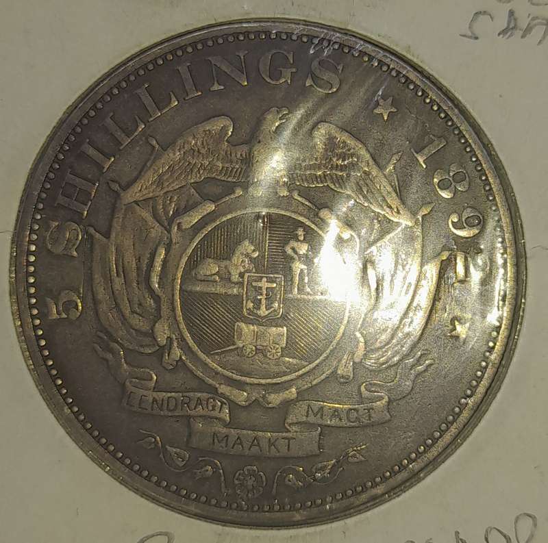 1892 Extra fine Silver 5 Shillings single shaft collector's coin