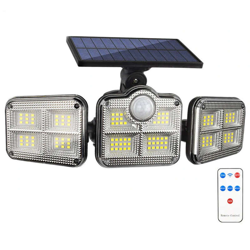 Solar sensor light three-head rotatable wall lamp garden lighting street lamp