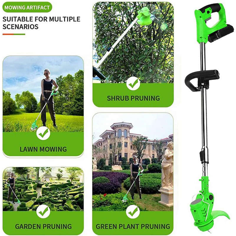 Electric cordless lawn mower comes with two rechargeable batteries