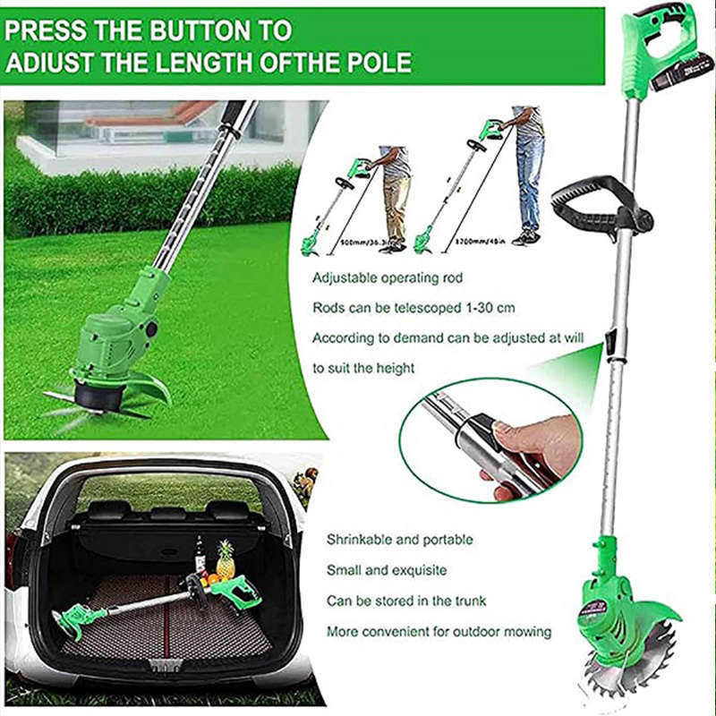 Electric cordless lawn mower comes with two rechargeable batteries
