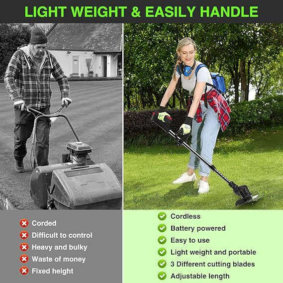 Electric cordless lawn mower comes with two rechargeable batteries